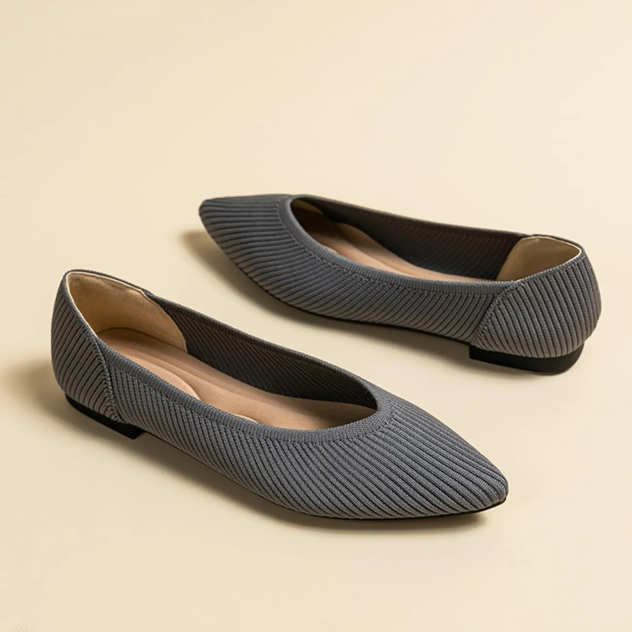 HROYL Women's Ballet Flats Casual Dressy Party Office Shoes Pointed Toe Knit Flats XTZ-A8-ZW