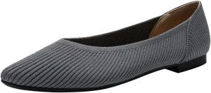 HROYL Women's Ballet Flats Casual Dressy Party Office Shoes Pointed Toe Knit Flats XTZ-A8-ZW