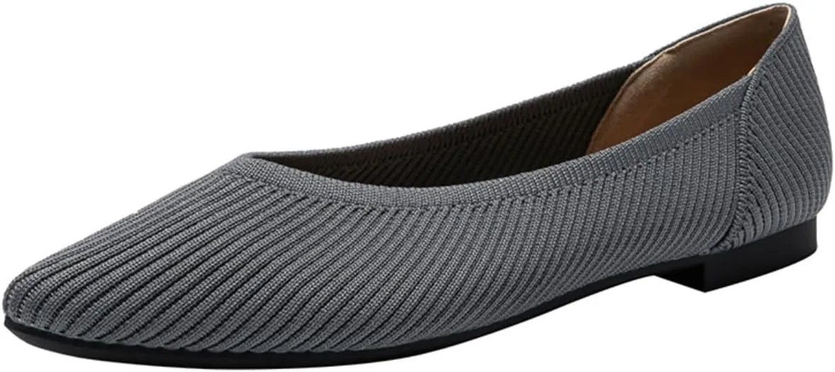HROYL Women's Ballet Flats Casual Dressy Party Office Shoes Pointed Toe Knit Flats XTZ-A8-ZW
