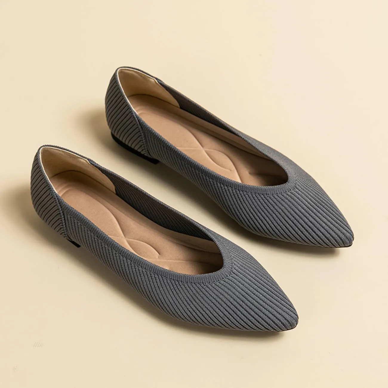 HROYL Women's Ballet Flats Casual Dressy Party Office Shoes Pointed Toe Knit Flats XTZ-A8-ZW