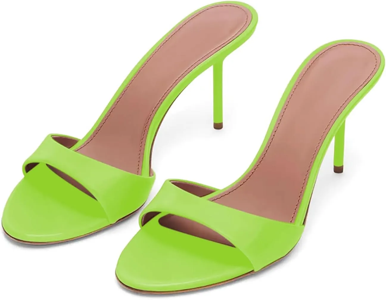 iadore Mule Heels For Women,3 Inch Women Heeled Sandals Round Toe Stilettos Slides Dress Shoes For Party Evening Size 5-12 US