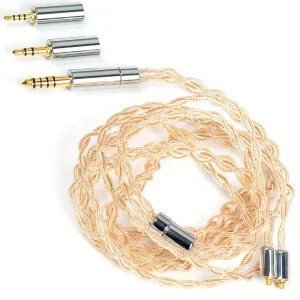 IEM Cable,with Detachable 3-in-1 2.5mm,3.5mm,4.4mm Plug,Upgraded Hifi Audio Cable,4 Core OCC Wrapped with Copper-Plated Platinum,in Ear Monitor Cable,for Audiophiles, Musicians,Studio Monitoring(mmcx)