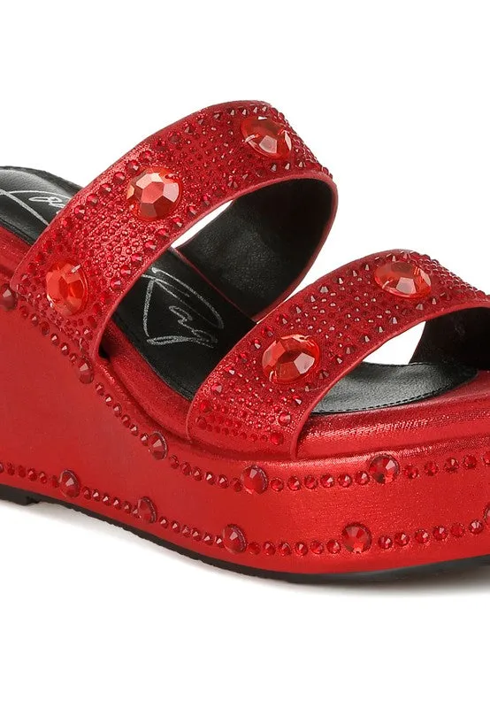 Iki Diki Rhinestone & Diamante Wedge Sandals
