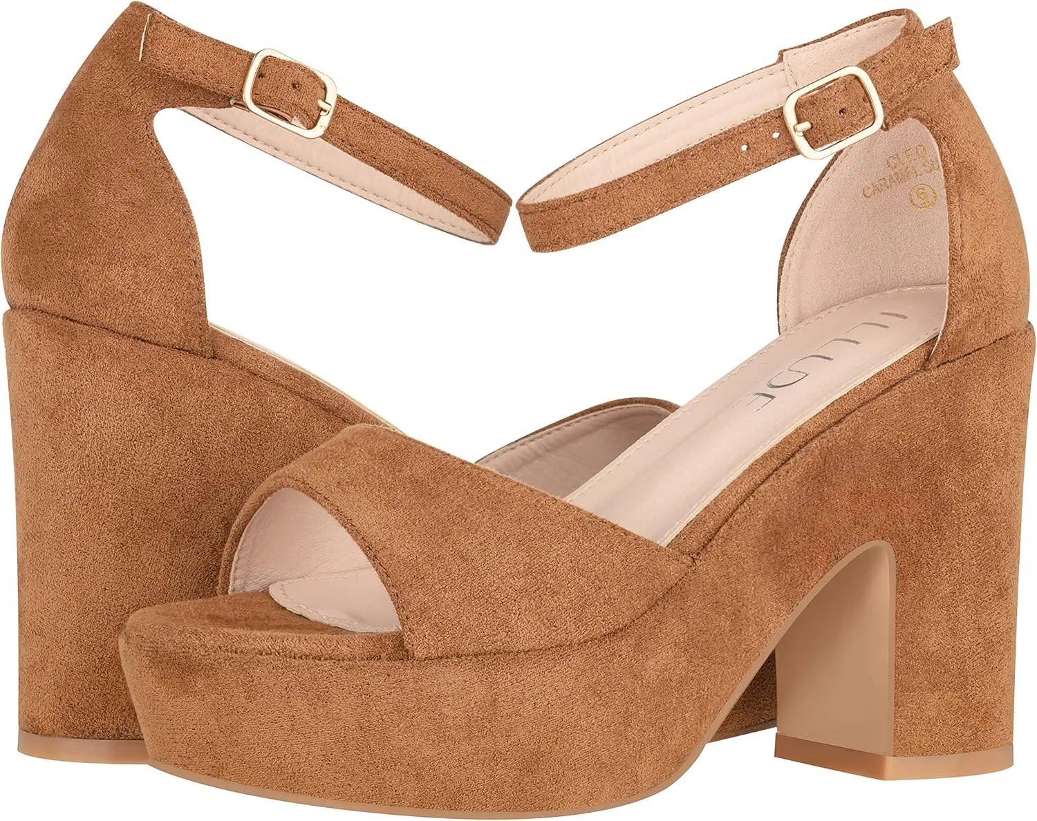 ILLUDE Women's Platform Heels Sandals Ankle Strap Block Chunky Heel Open Toe Platform Wedge Sandals – Cleo