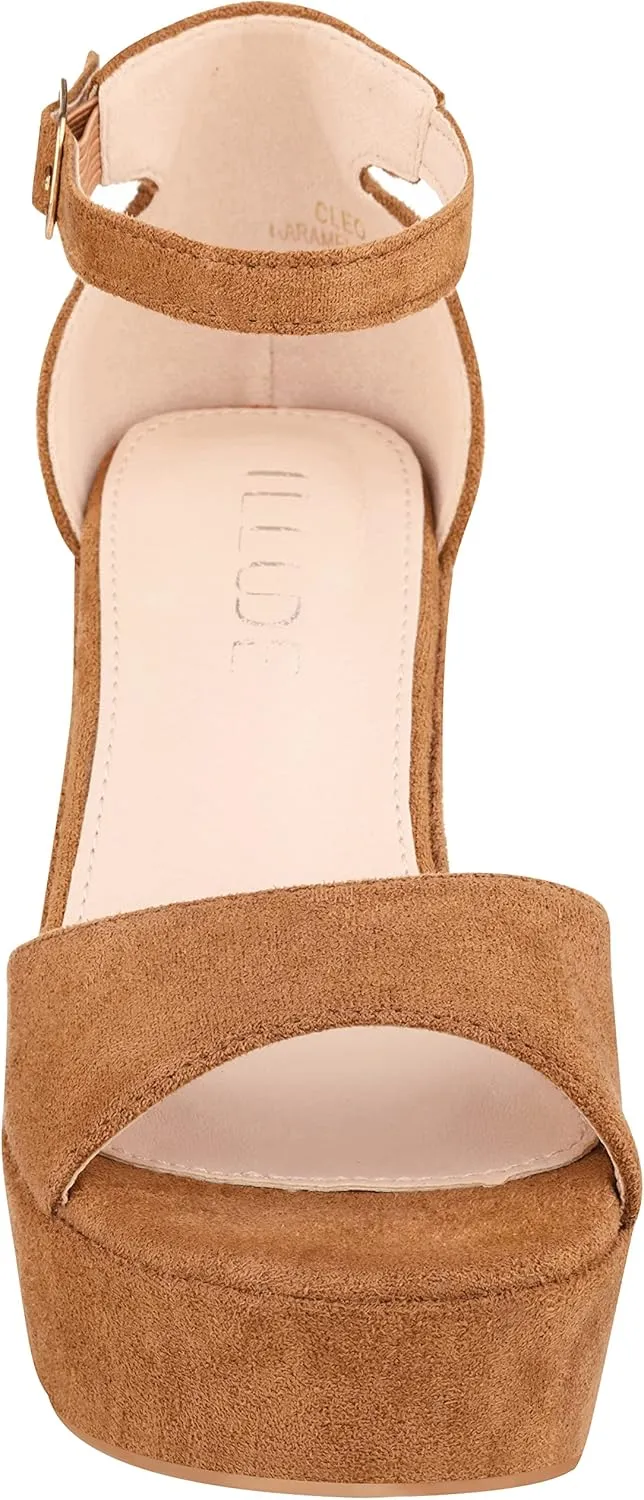 ILLUDE Women's Platform Heels Sandals Ankle Strap Block Chunky Heel Open Toe Platform Wedge Sandals – Cleo