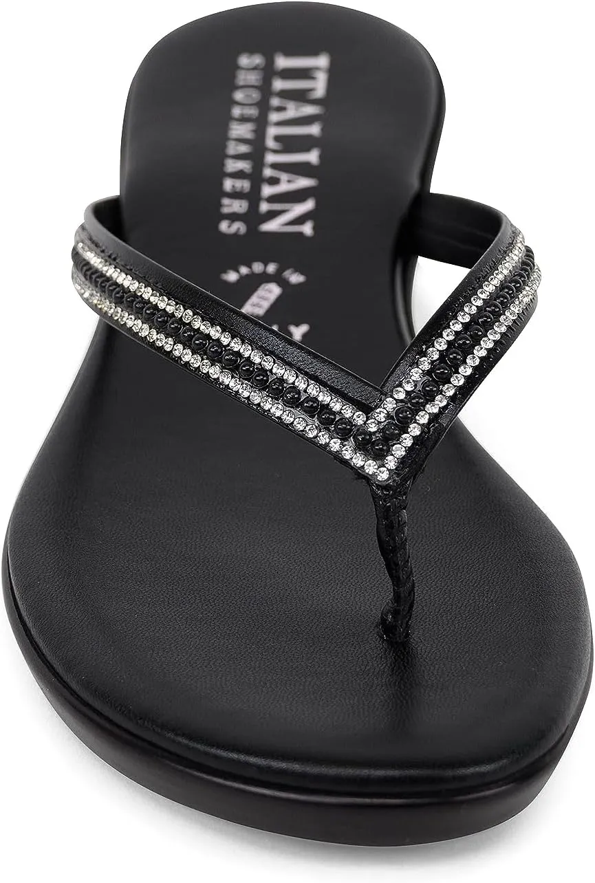 ITALIAN Shoemakers Minley Flipflops with Rhinestone Detail on Thong Sandals