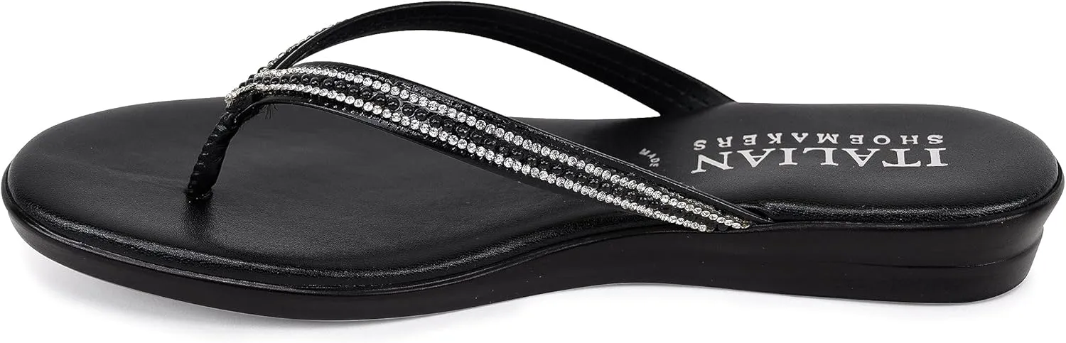 ITALIAN Shoemakers Minley Flipflops with Rhinestone Detail on Thong Sandals