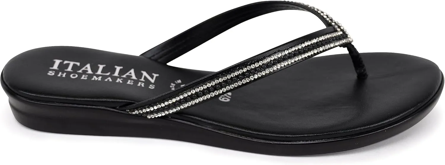 ITALIAN Shoemakers Minley Flipflops with Rhinestone Detail on Thong Sandals