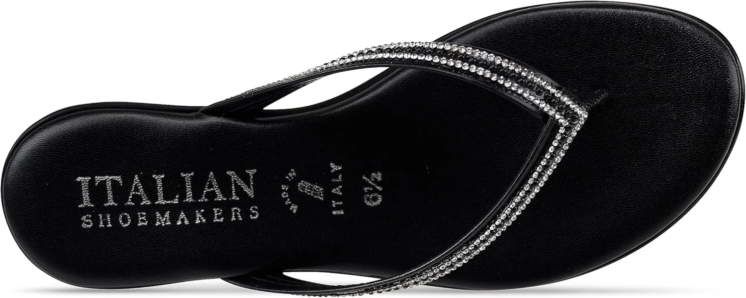 ITALIAN Shoemakers Minley Flipflops with Rhinestone Detail on Thong Sandals