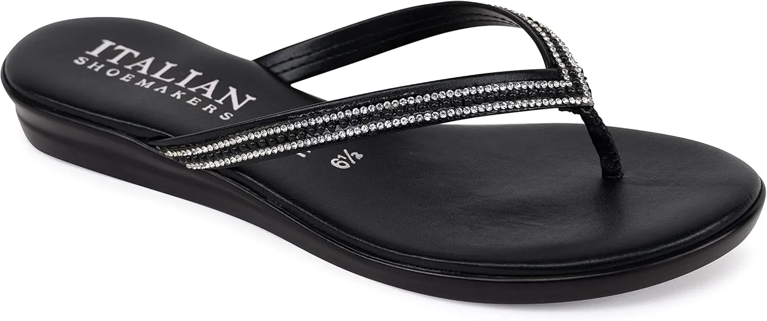 ITALIAN Shoemakers Minley Flipflops with Rhinestone Detail on Thong Sandals