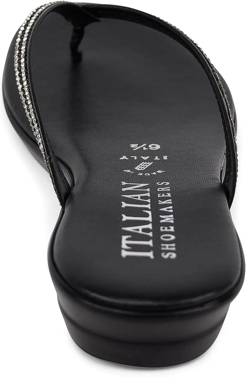 ITALIAN Shoemakers Minley Flipflops with Rhinestone Detail on Thong Sandals