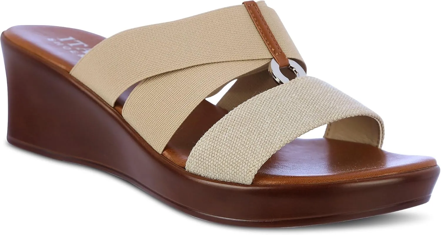 ITALIAN Shoemakers Womens Lucita Wedge Sandals 10 Taupe
