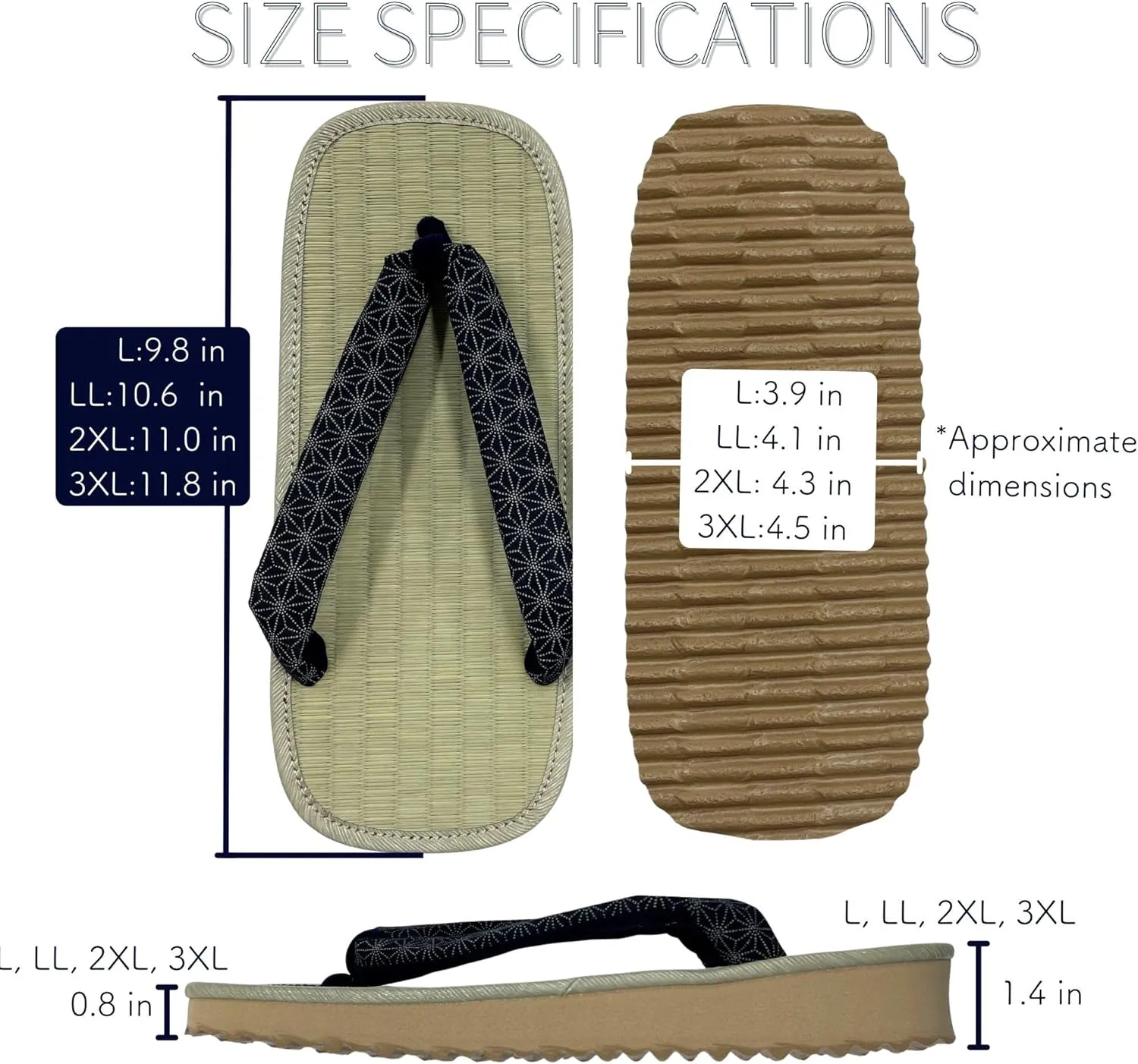 Japanese Sandal Rush Sponge sole Sandal thong Up to oversize men's
