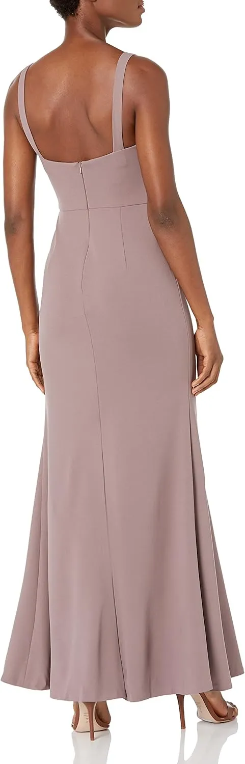 Jenny Yoo Women's Jenner Square Neckline Fit and Flare Knit Crepe Dress