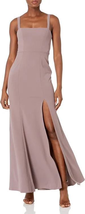 Jenny Yoo Women's Jenner Square Neckline Fit and Flare Knit Crepe Dress