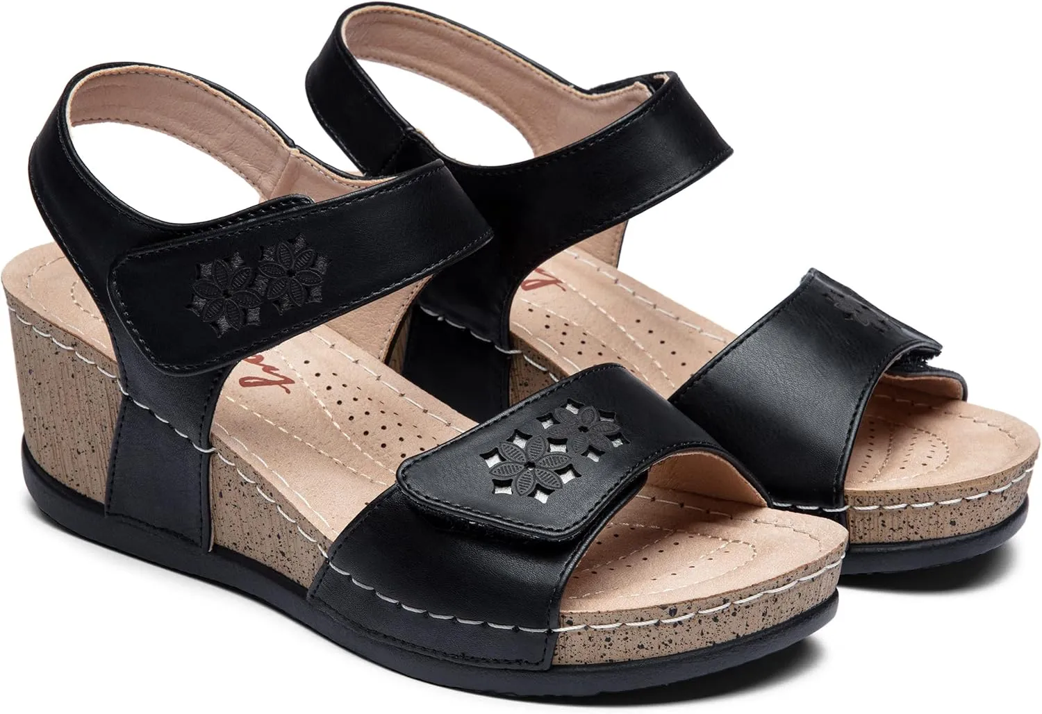 Jeossy Women's Platform Wedge Sandals 835 Comfortable Open Toe Ankle Strap Summer Walking Sandals with Buckle