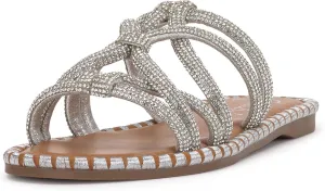 Jessica Simpson Womens Embellished Faux Leather Slide Sandals