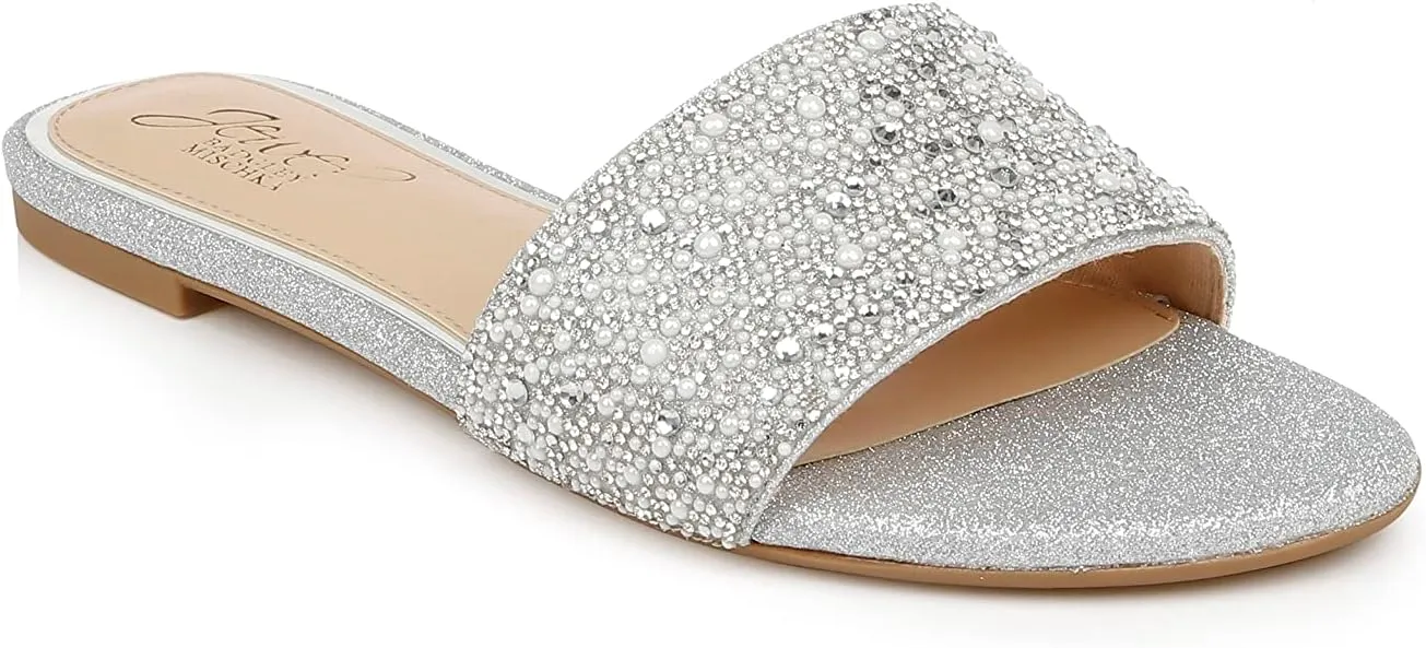 Jewel Badgley Mischka Delaney Glittering Flat Slides