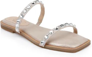 Jewel Badgley Mischka Honesty Flat Sandals with Gemstone-Studded Straps