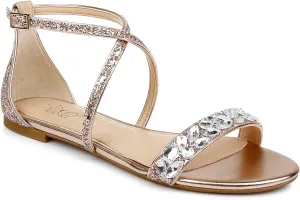 Jewel Badgley Mischka Osome Glitter Flat Sandals