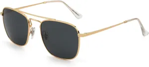 JIM HALO Retro Square Aviator Sunglasses Premium Glass Lens Flat Metal Eyewear Men Women