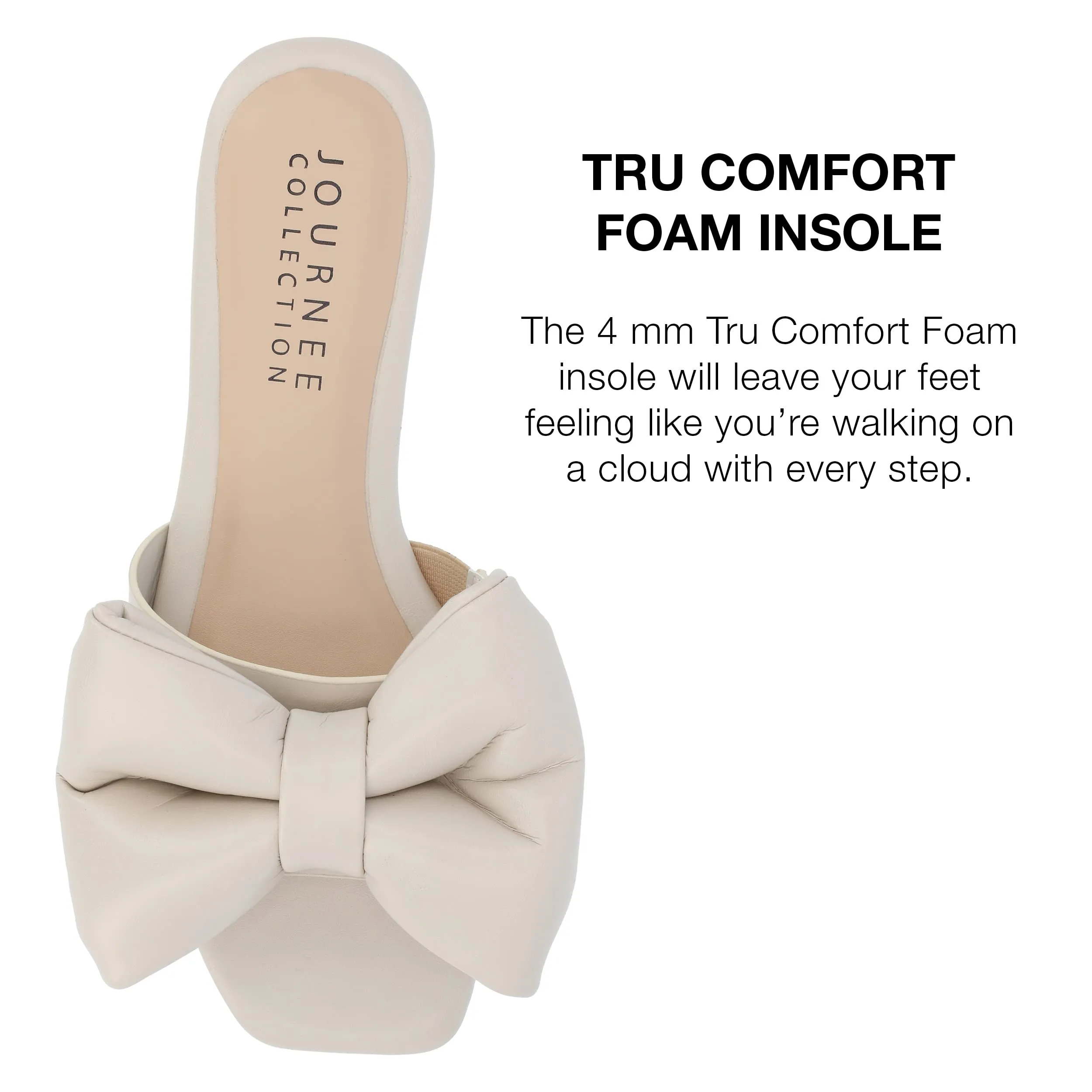 Journee Collection Womens Bow Knot Flat Open Square Toe Dressy Sandal Fayre Tru Comfort Slip On Slide Shoes Sand - 8.5
