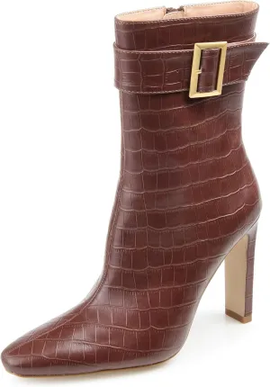 Journee Collection Women's ELANIE Ankle Boot, Brown, 11