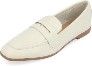 Journee Collection Womens Myeesha Penny Loafer Flat Slip On Square Toe Block Heel Leather Dress Shoe