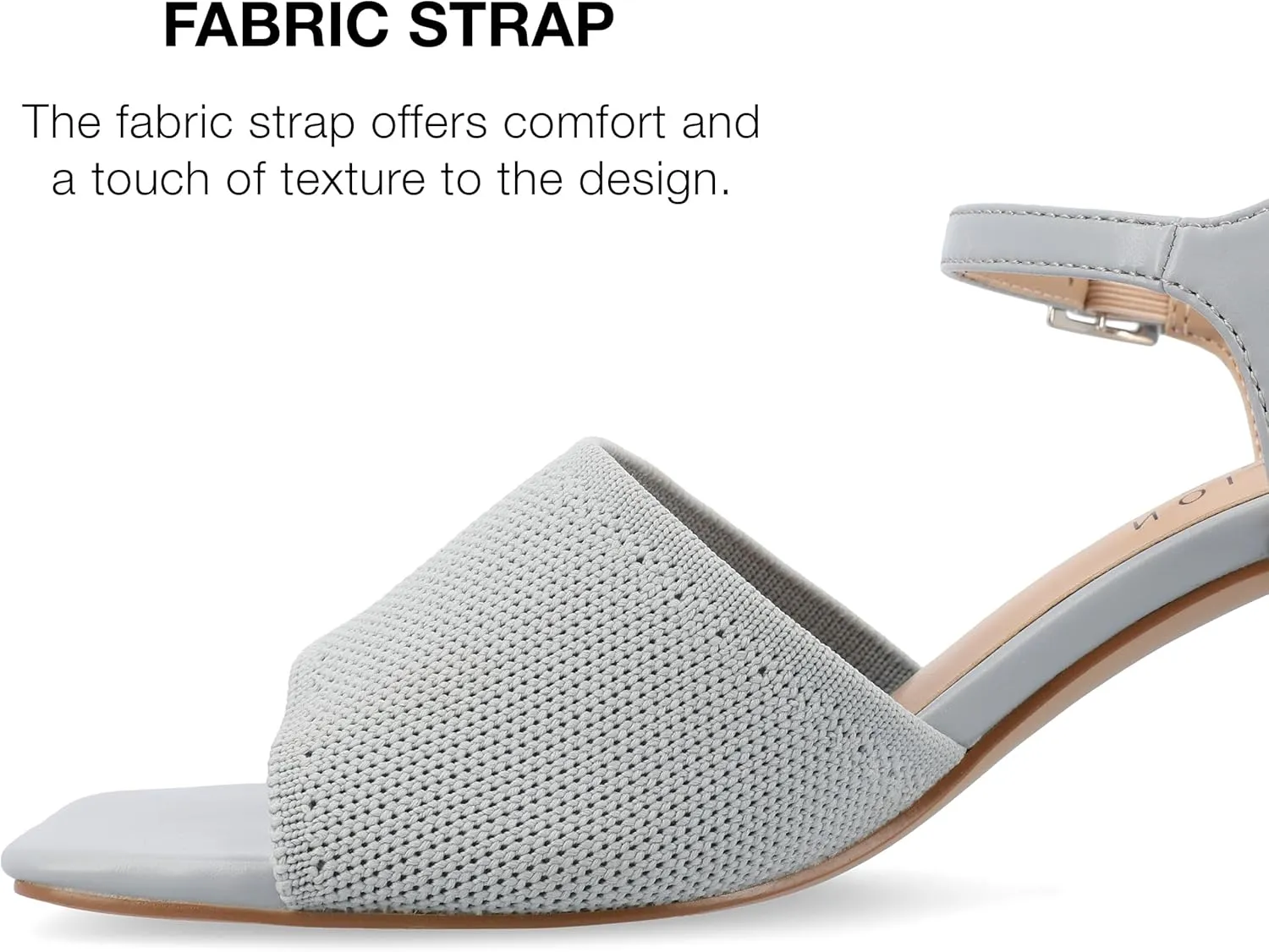 Journee Womens Knit Buckle Ankle Strap Covered Block Heel Open Square Toe Evylinn Comfort Foam Sandals