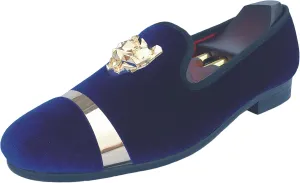 Justar Men's Velvet Loafers Slip-on Dress Shoes with Gold Buckle Penny Loafer Red Slippers Flats