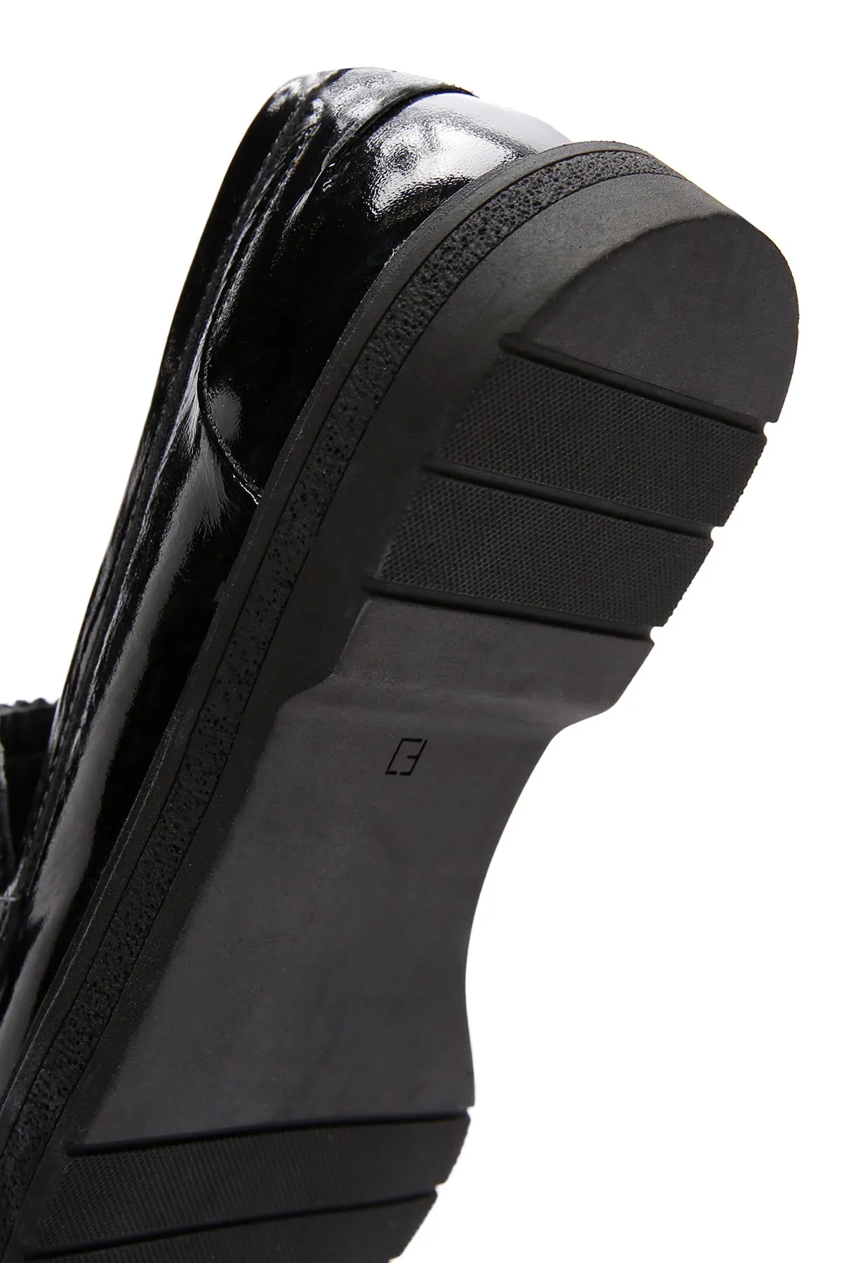 Kadın Siyah Rugan Deri Maskülen Loafer