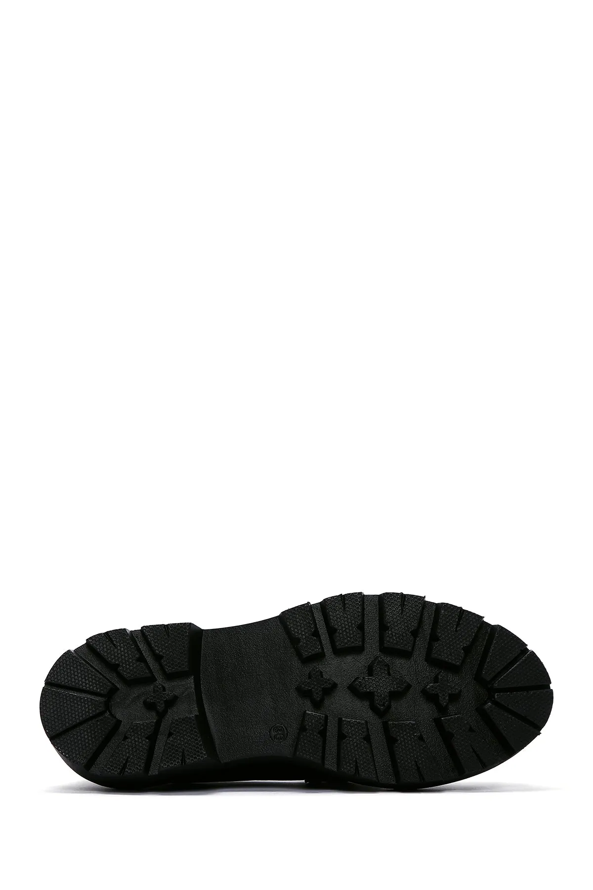 Kadın Siyah Tokalı Kalın Tabanlı Maskülen Loafer