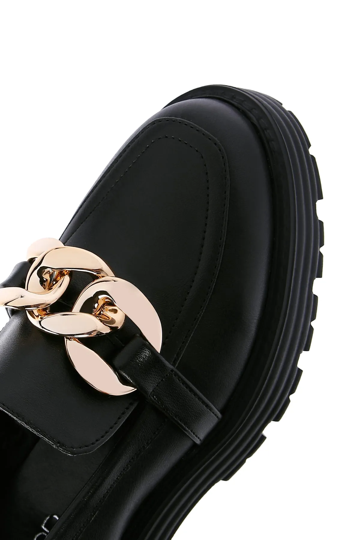 Kadın Siyah Tokalı Maskülen Loafer