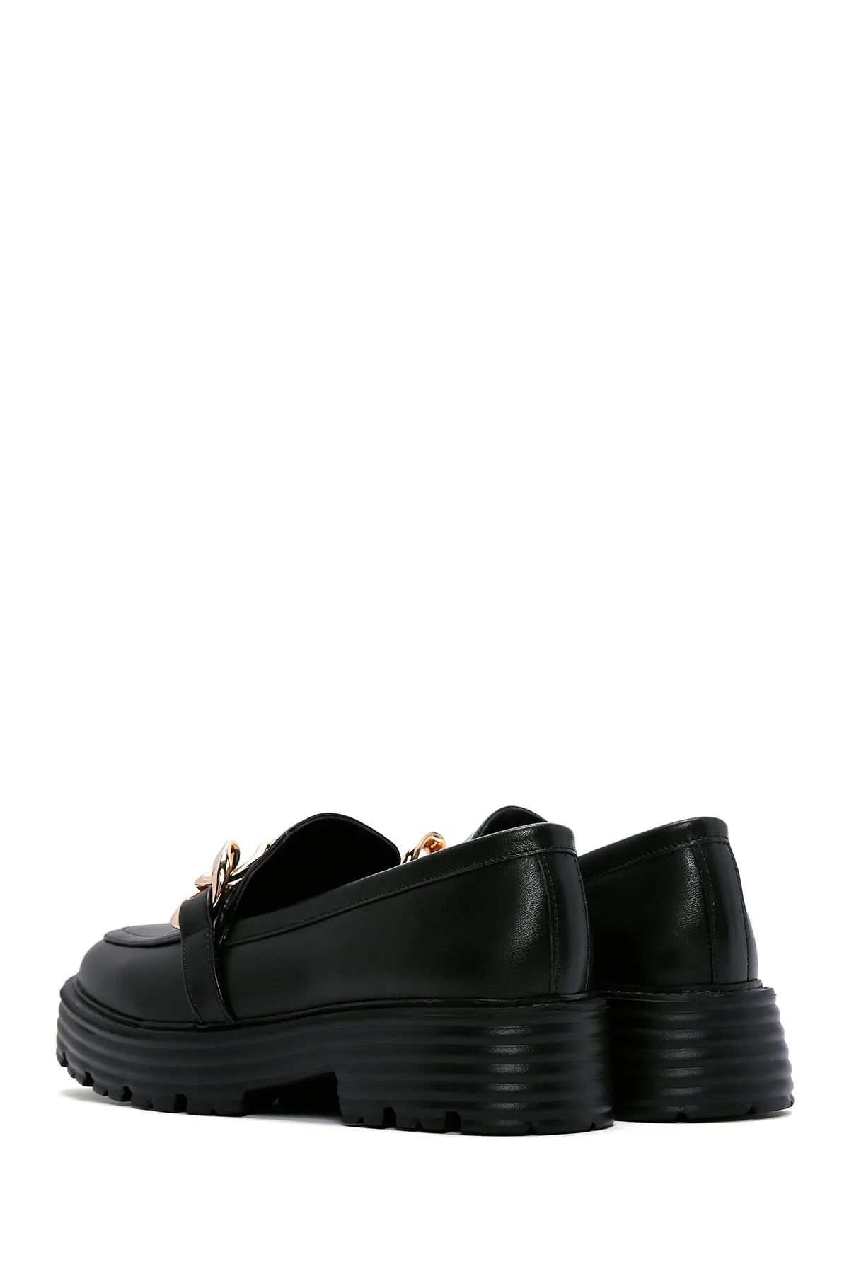 Kadın Siyah Tokalı Maskülen Loafer