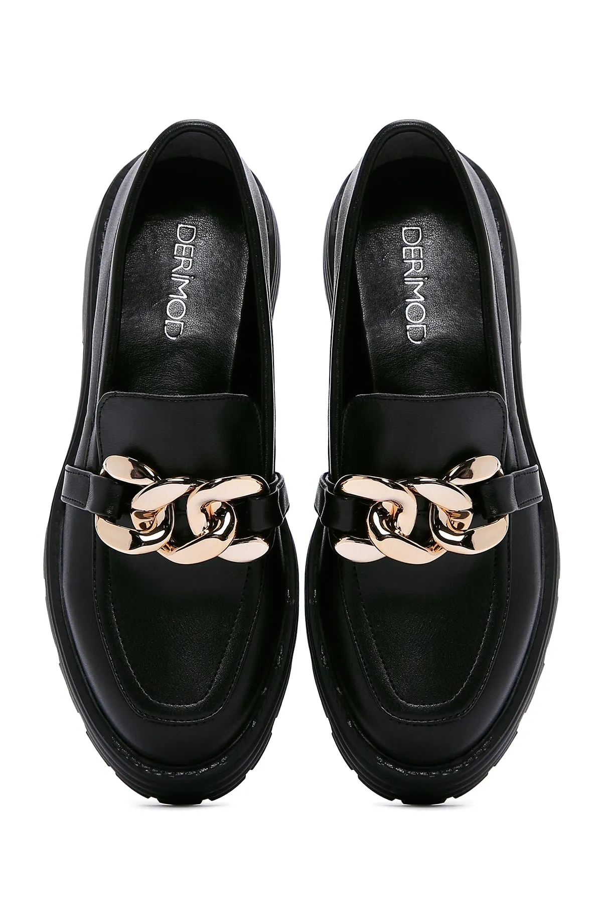 Kadın Siyah Tokalı Maskülen Loafer