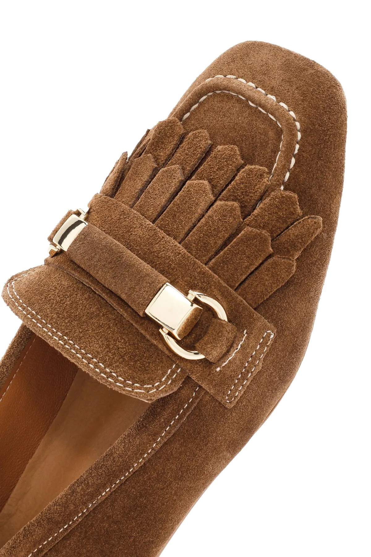 Kadın Taba Püsküllü Süet Deri Maskülen Loafer