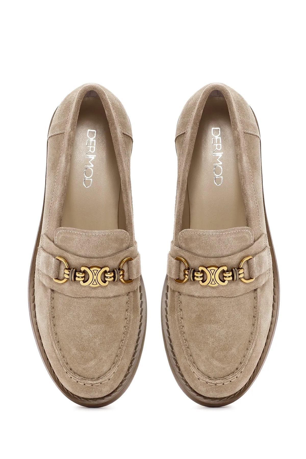 Kadın Vizon Süet Deri Maskülen Loafer