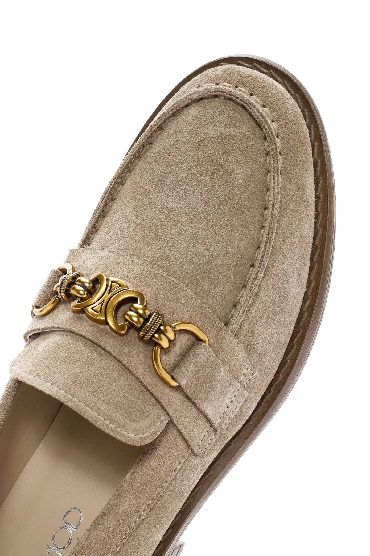 Kadın Vizon Süet Deri Maskülen Loafer