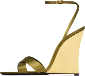 keleimusi Wedge Sandals for Women Strappy Wedge Heels Summer Dressy Pointed Open Toe Heeled Sandals with Adjustable Ankle Strap Heels Sexy Wedding Shoes