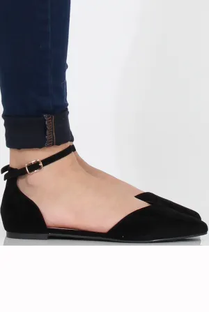 Kelsa - Flat Pointed Secure Suede Shoes Black Wide array