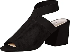 Kenneth Cole New York Women's Hannon Elastic Ankle Strap Heeled Sandal, black, 10 M US