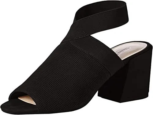 Kenneth Cole New York Women's Hannon Elastic Ankle Strap Heeled Sandal, black, 10 M US