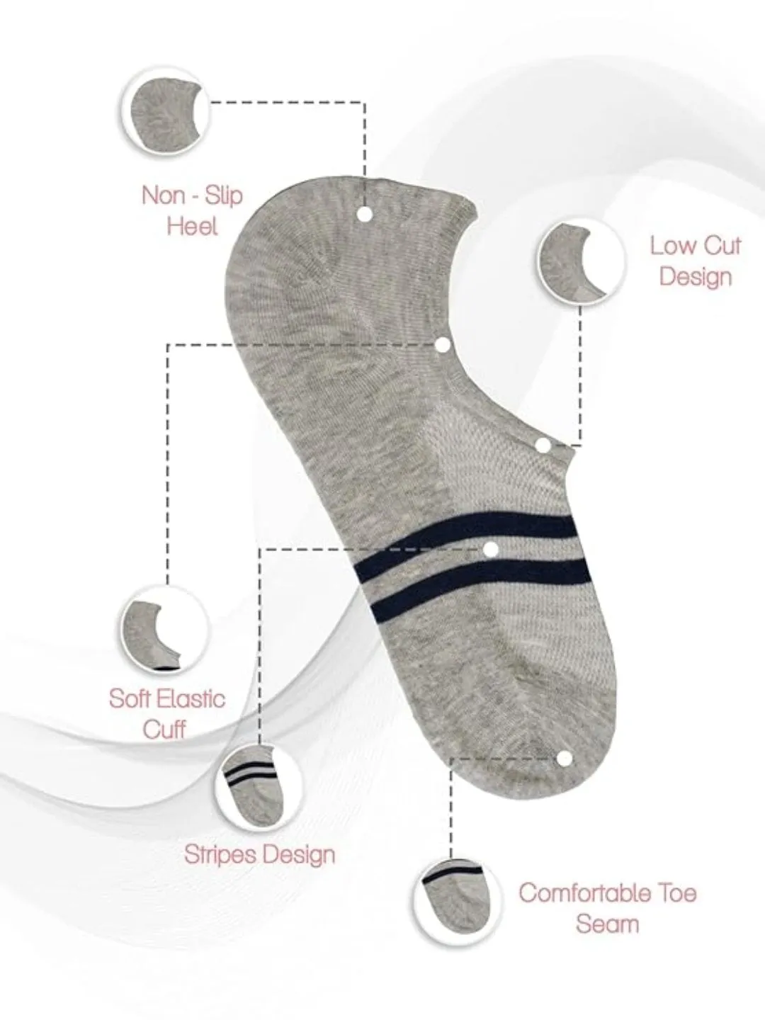Kids' Striped Loafer Socks Set  - White, Grey, Black & Navy