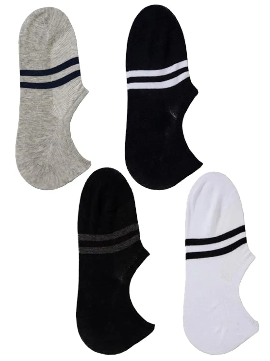 Kids' Striped Loafer Socks Set  - White, Grey, Black & Navy