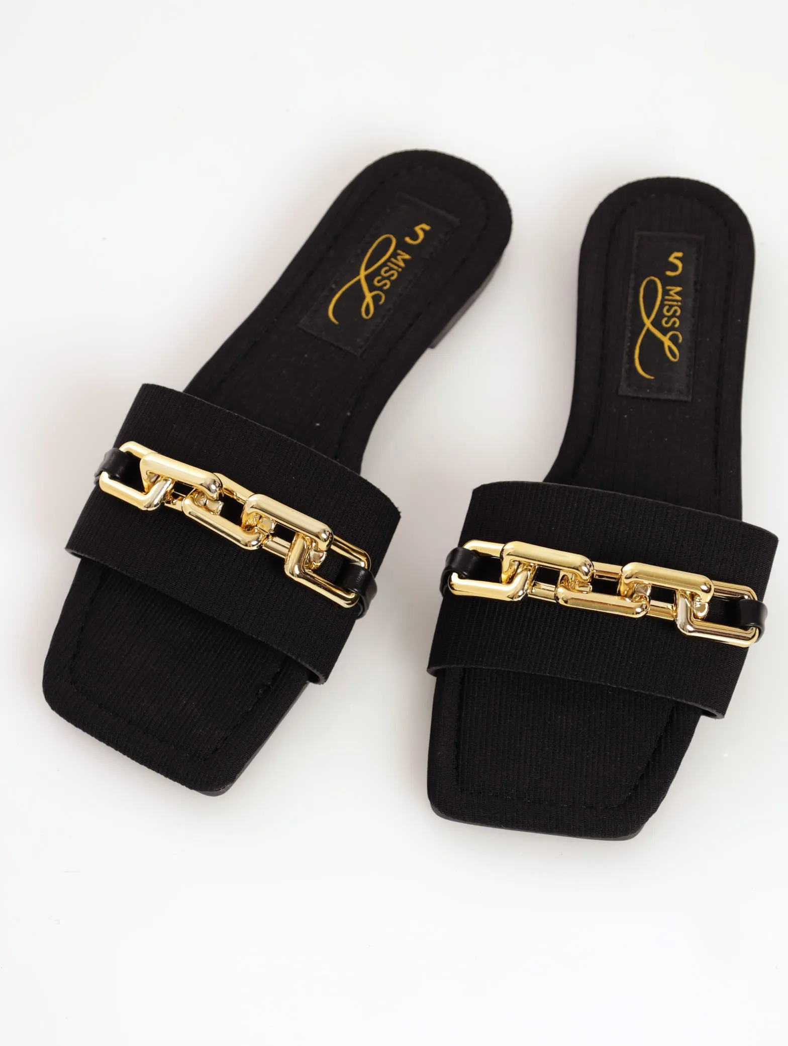 Knit Chain Mule Sandal - Black