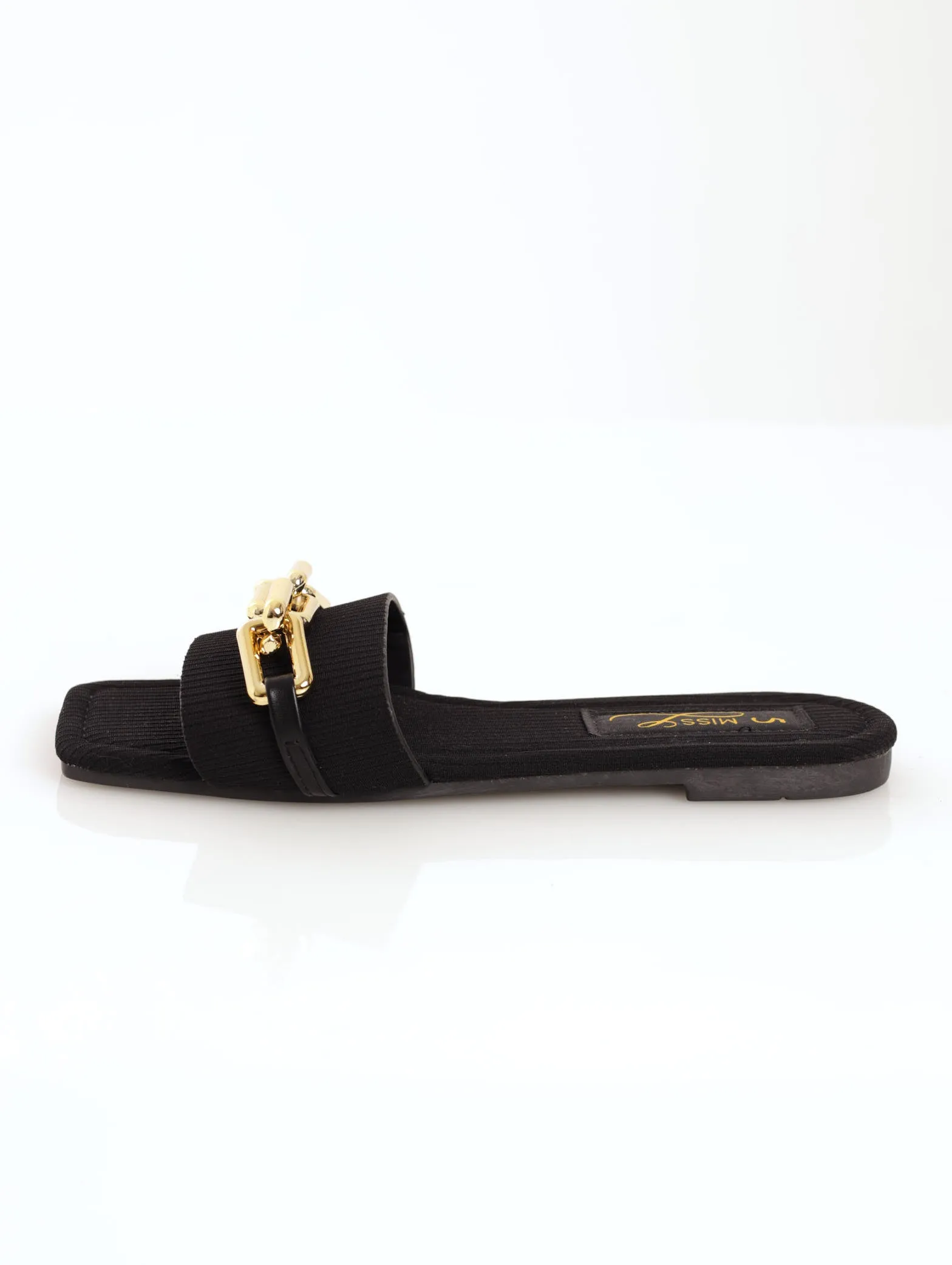 Knit Chain Mule Sandal - Black