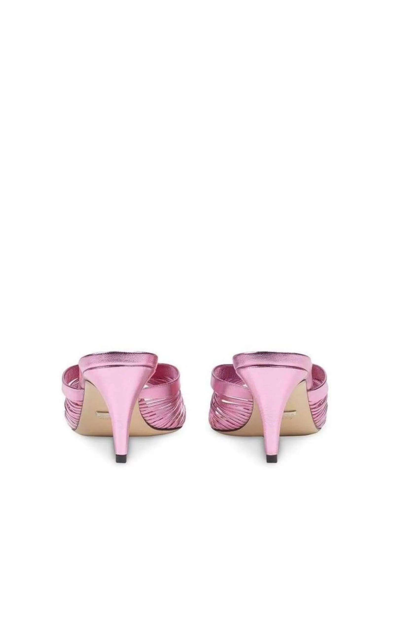 Knotted Metallic Leather Mid-Heel Bow Mule