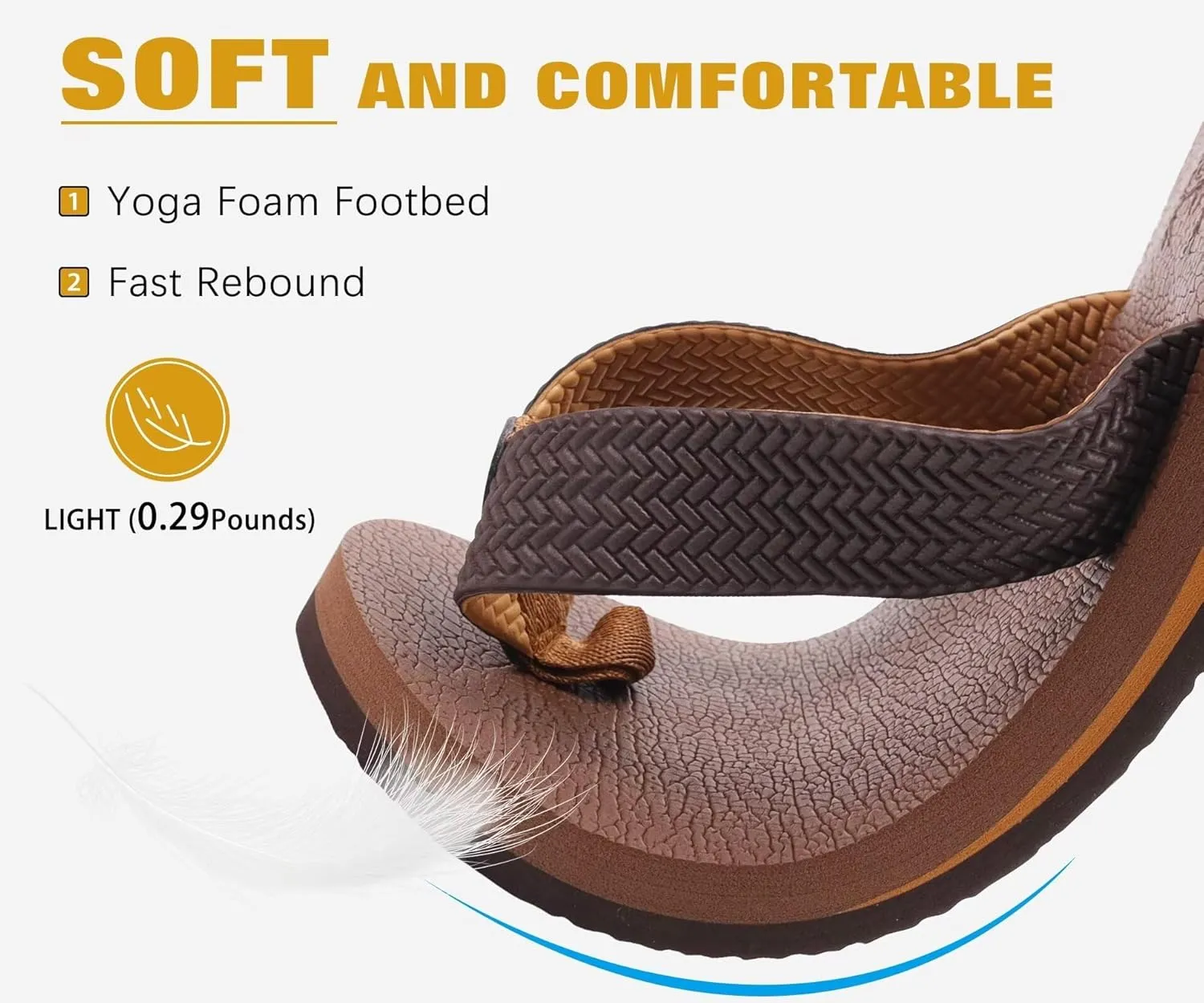 KuaiLu Men's Leather Flip Flops Arch Support Summer Beach Pool Water Thong Sandals Waterproof Rubber Walking Shoes