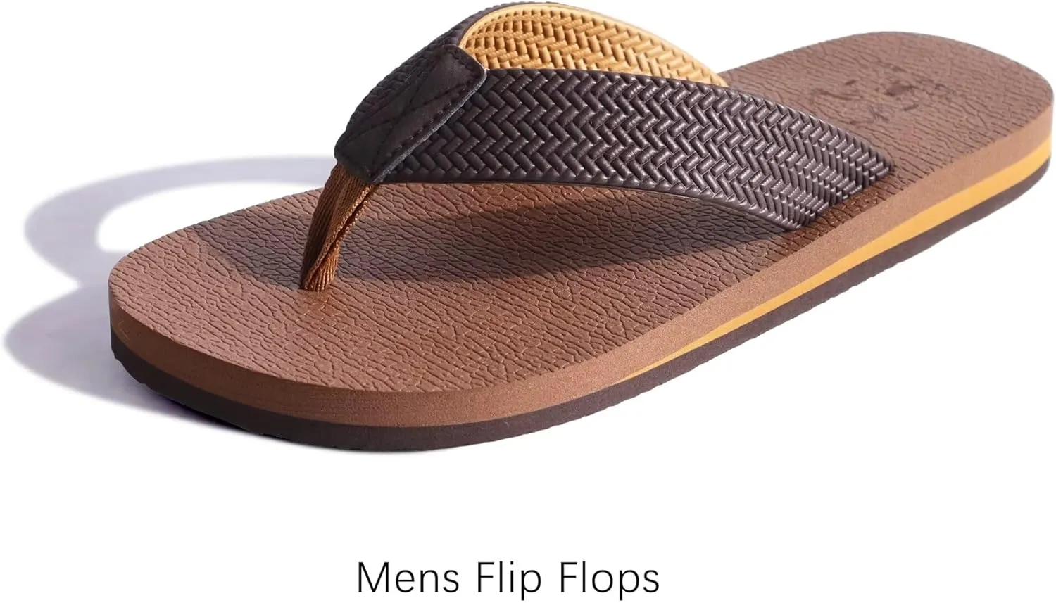 KuaiLu Men's Leather Flip Flops Arch Support Summer Beach Pool Water Thong Sandals Waterproof Rubber Walking Shoes