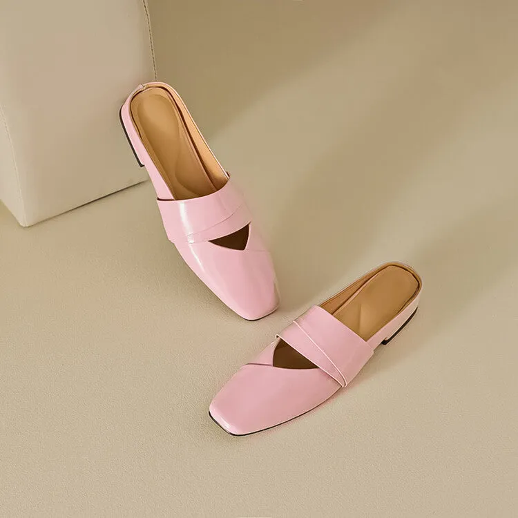 Ladies Square Toe Flat Mule Shoes
